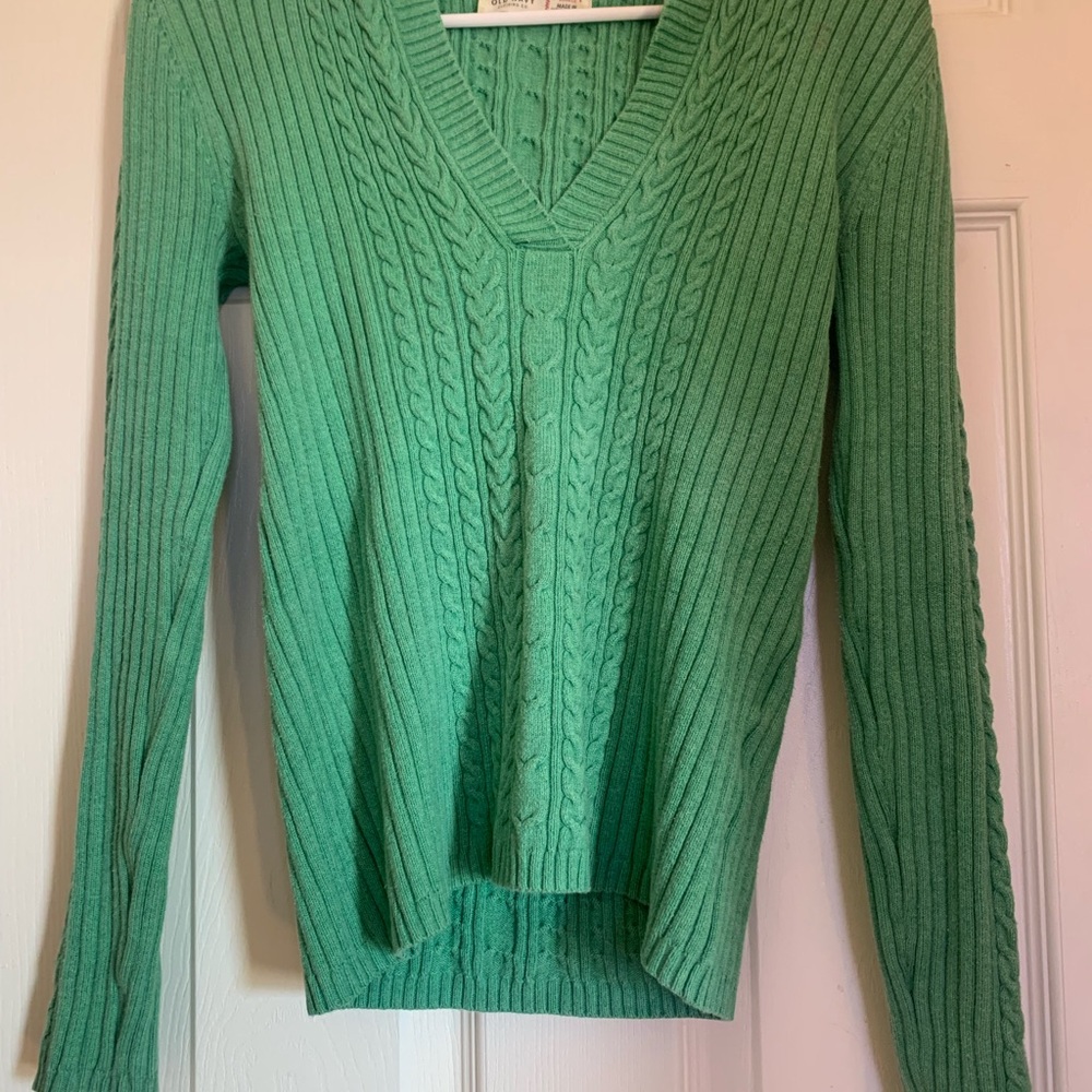 Green Cable Knit Sweater Hoodie